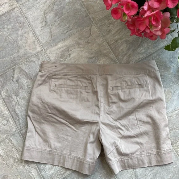 NWOT Ann Taylor tan 97% cotton/spandex shorts. Size 10. Shorts zipper on side. - Picture 3 of 8